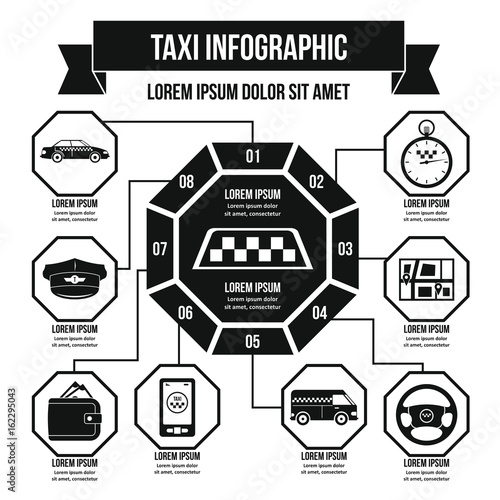Taxi infographic concept, simple style