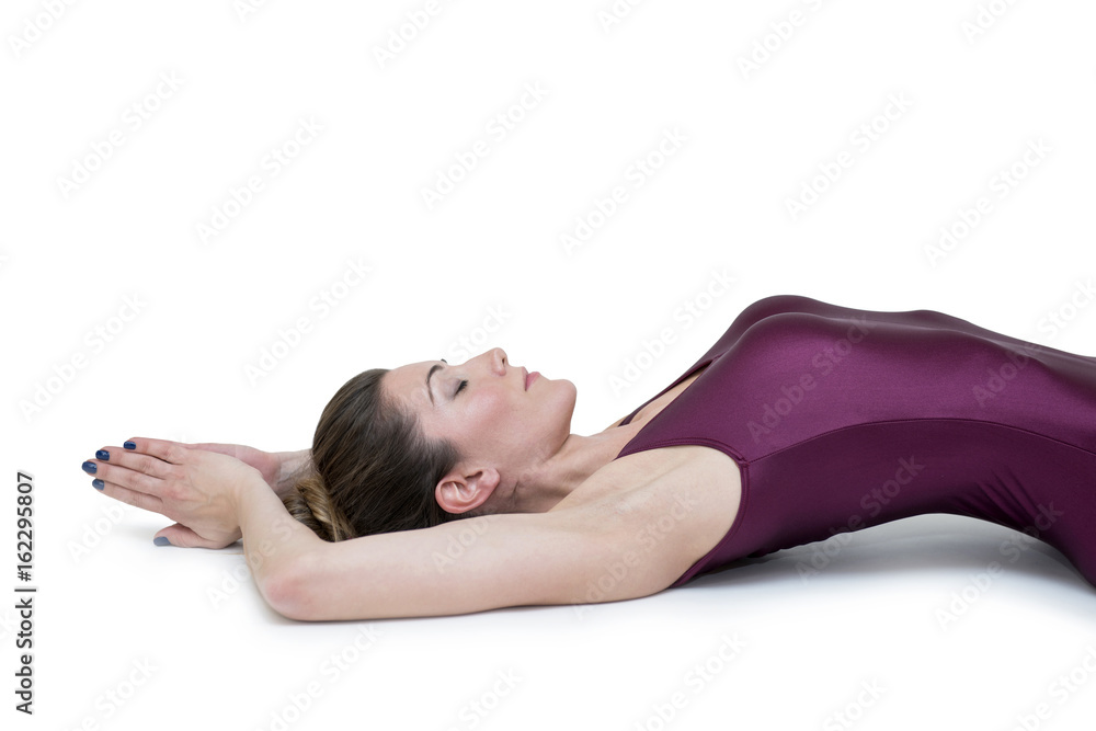 Sporty young woman doing yoga practice isolated on white background Sporty young woman doing yoga practice isolated on white background