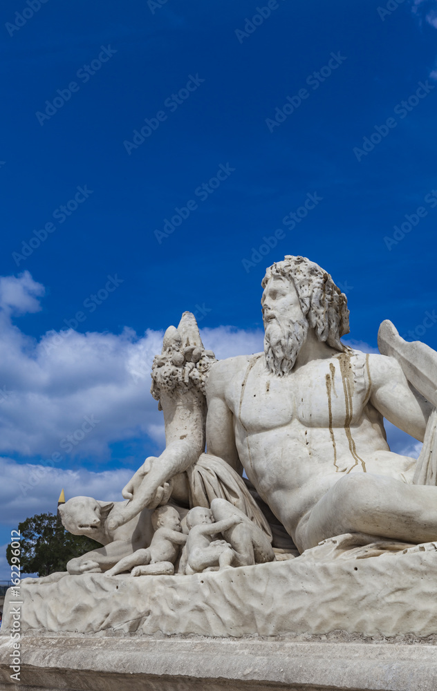 Statue Le Tibre in Tuileries Garden in Paris