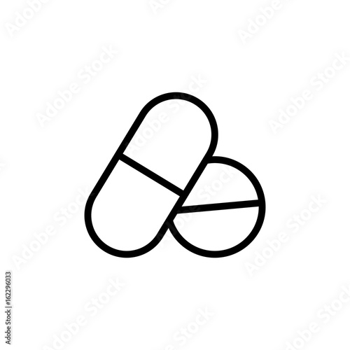 thin line pill and tablet icon on white background