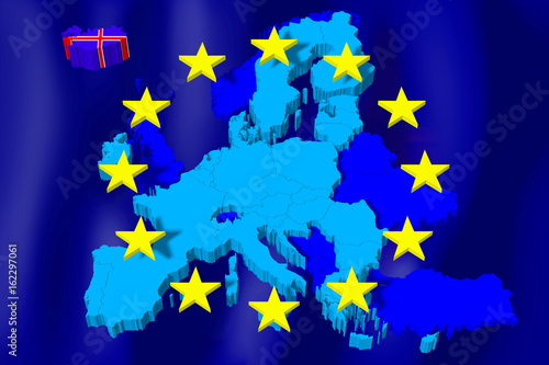 3D European Union map/ flag - Iceland