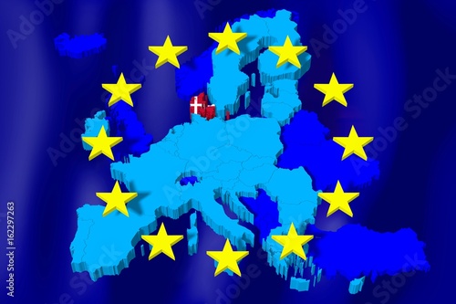 3D European Union map/ flag - Denmark