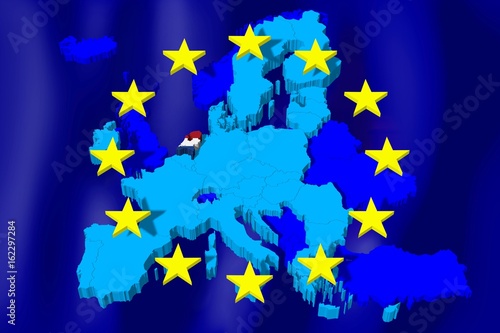 3D European Union map/ flag - Netherlands