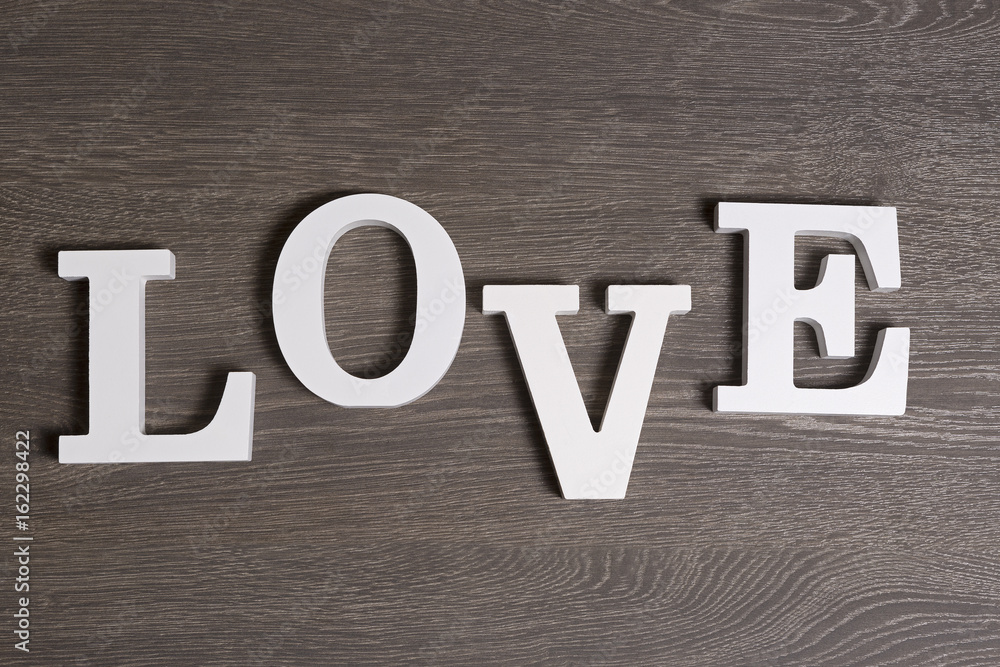 Love, written in letters, top view Love, written in letters, top view