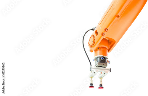 Industrial robotic arm isolated on white background