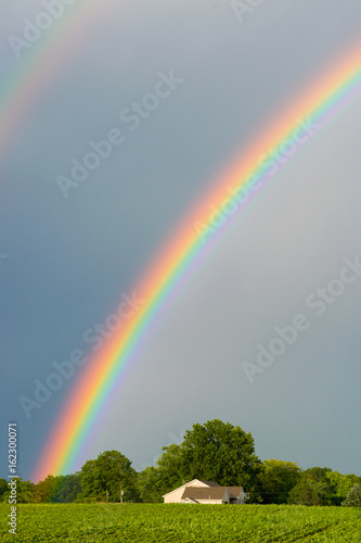 Beautiful rainbow over an Indiana farm