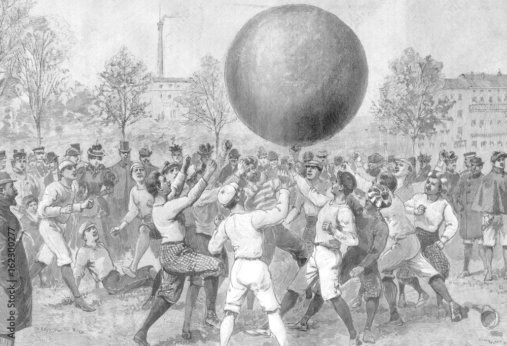 Volleyball with a balloon. Date: 1904