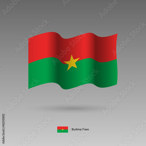 Burkina Faso flag. Official colors and proportion correctly. High detailed vector illustration. 3d and isometry. EPS10
