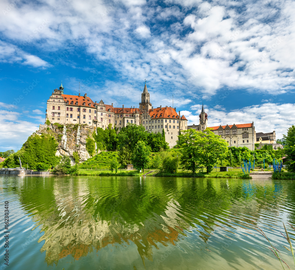 Sigmaringen Castle on a bank of the Danube River in Baden-Wurttemberg, Germany