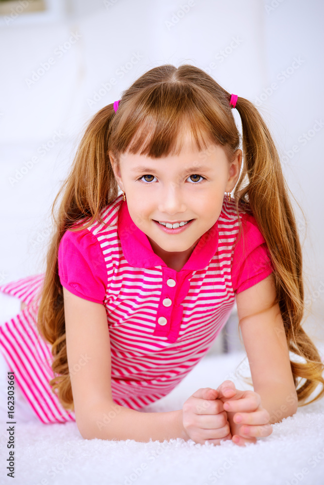 cute eight year old girl Stock Photo