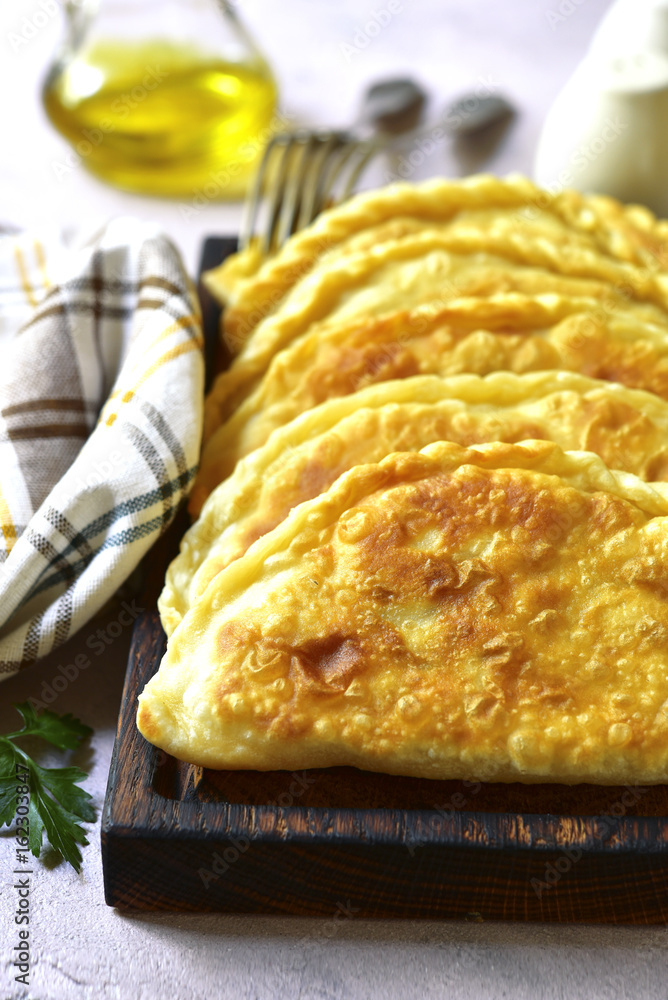 Chebureki traditional dish of tatarian cuisine,deep fried meat pie