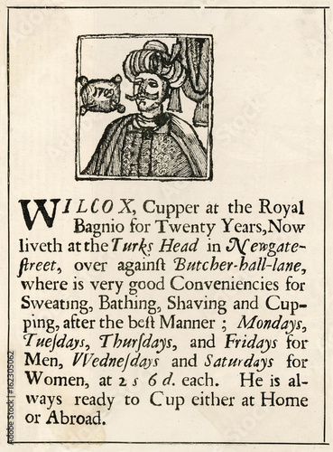 Wilcox the Cupper - Advert. Date: 1709