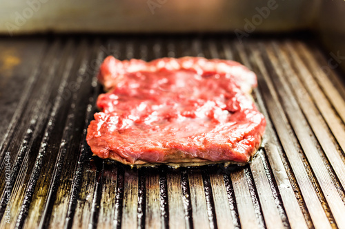 closeup of a steak on grill