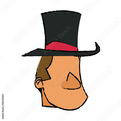 cartoon host man with top hat circus festival vector illustration