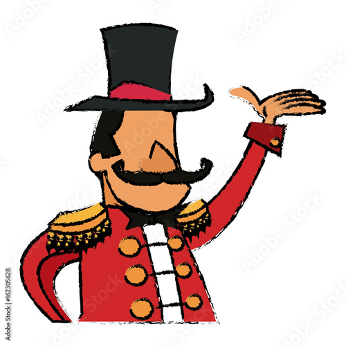 cartoon host man circus festival vector illustration
