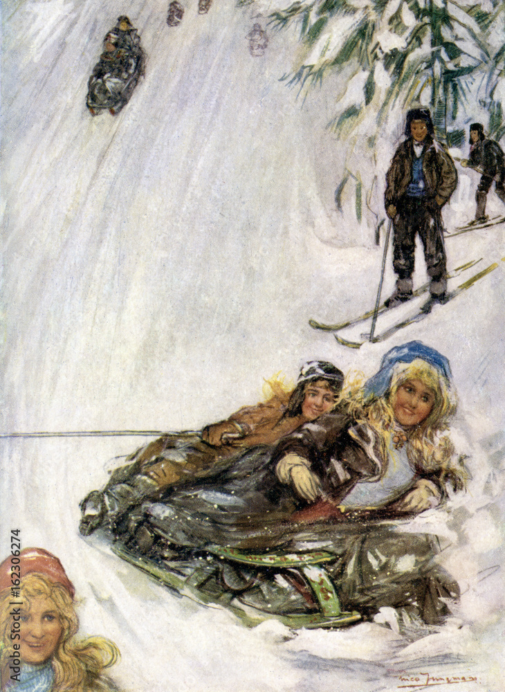 Fototapeta premium Overturned Sledge 1905. Date: 1905