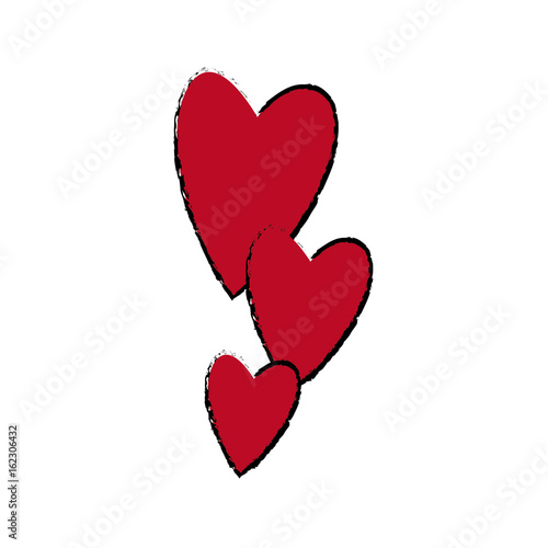 red hearts falling emotion romantic symbol vector illustration