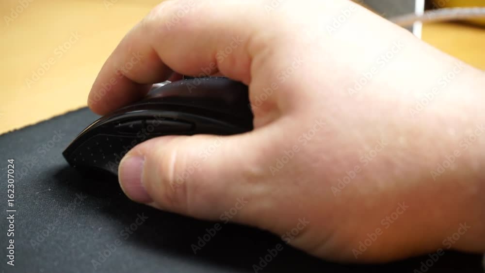 Closeup of male hand using computer mouse 4K ProRes HQ codec