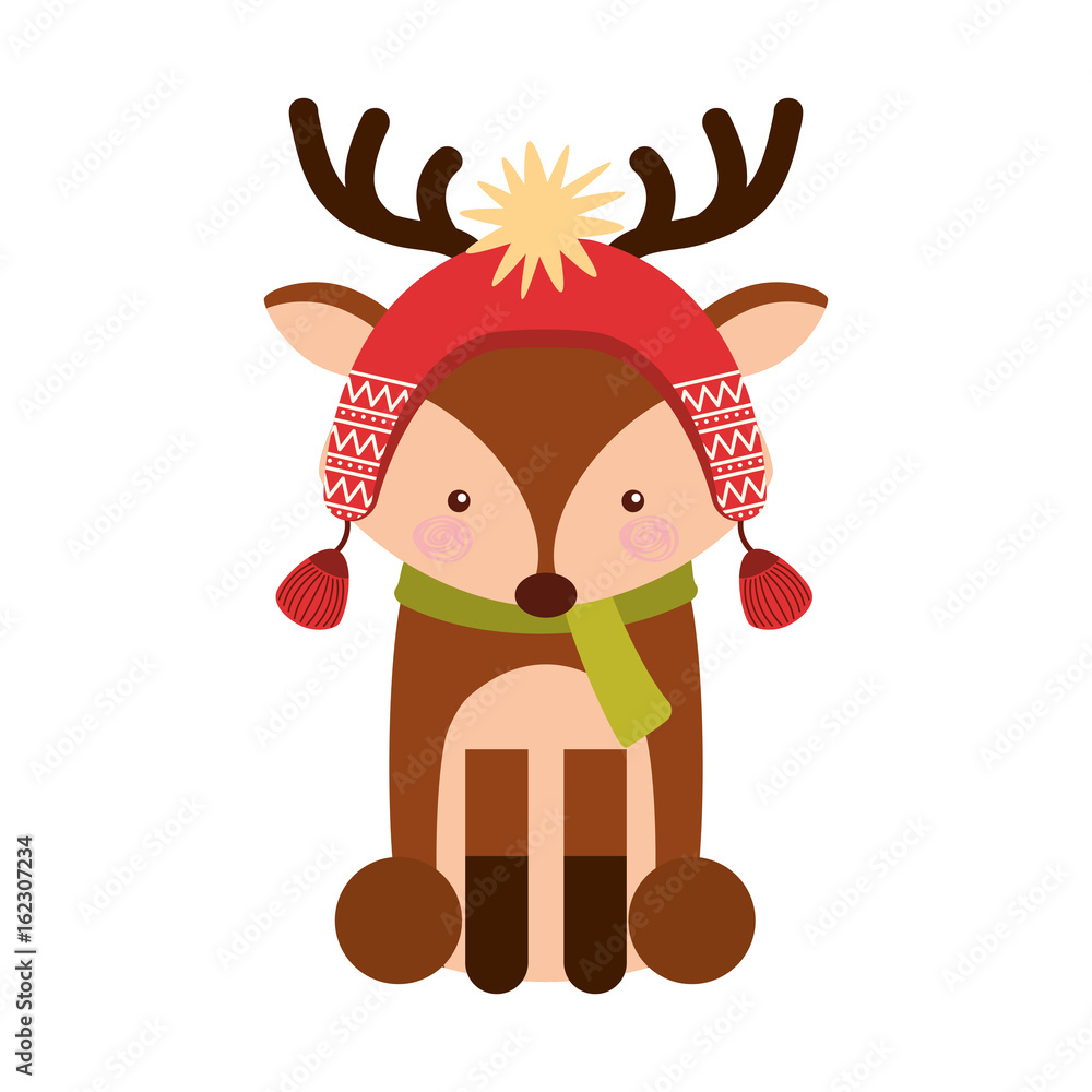 Naklejka premium Animal reindeer cartoon icon vector illustration design graphic