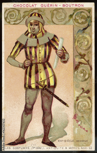Costume - Men - Lord - 14th century. Date: 14th century