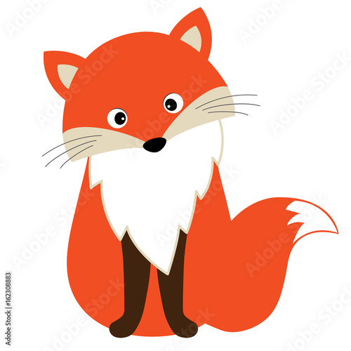 Vector Cute Cartoon Fox. Baby Fox Vector Illustration. 