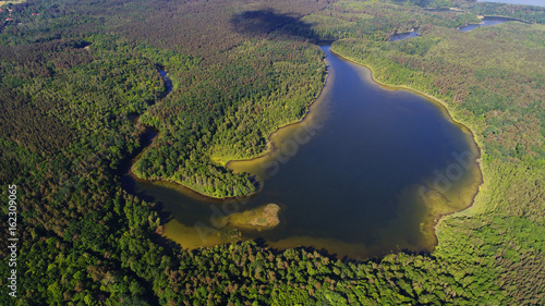 Aerial view of the lake's in Masuria District, Poland