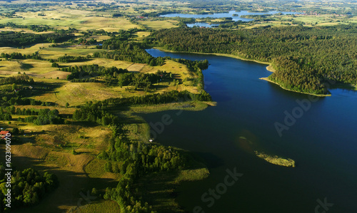 Aerial view of the lake's in Masuria District, Poland