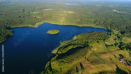 Fototapeta Naklejka Na Ścianę i Meble -  Aerial view of the lake's in Masuria District, Poland