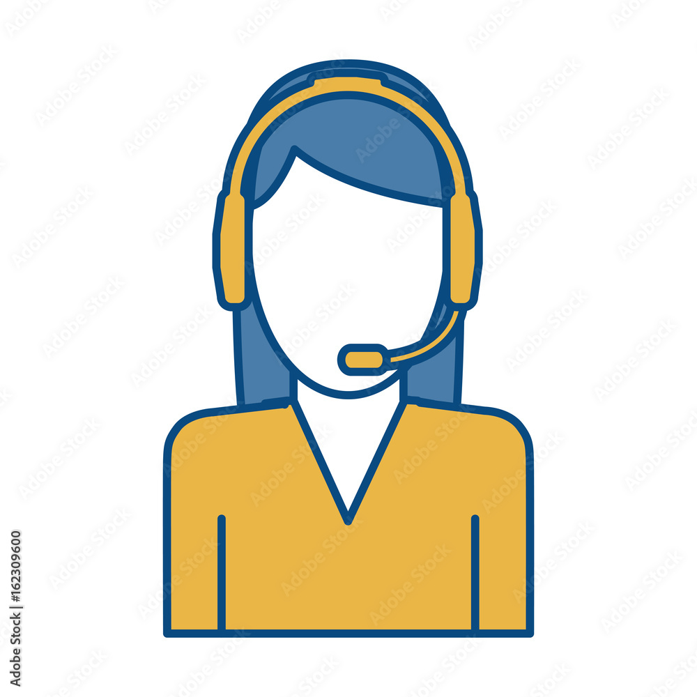 woman with headset icon over white background colorful design vector illustration woman with headset icon over white background colorful design vector illustration