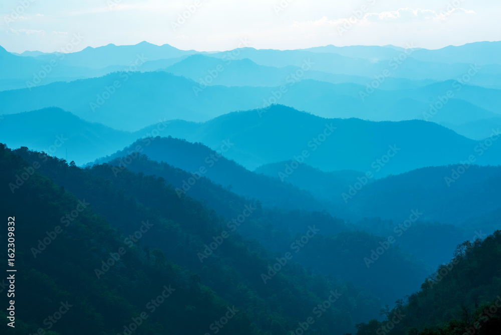 blue color of mountains at evening , Chiang mai , Thailand blue color of mountains at evening , Chiang mai , Thailand