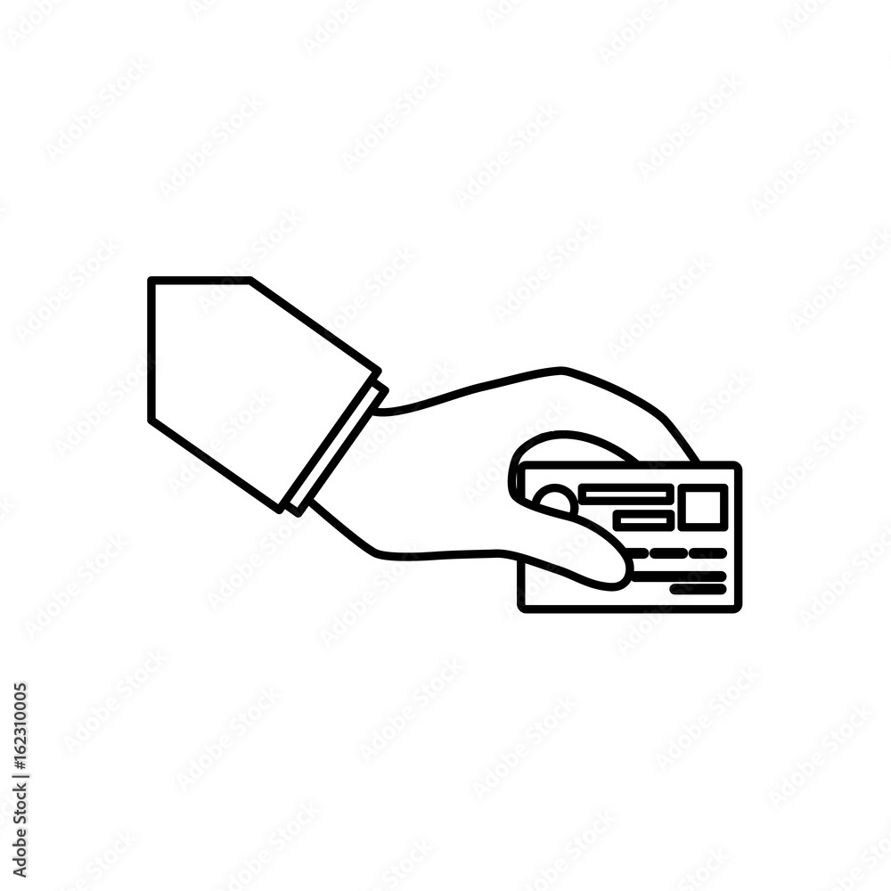 hand with credit card icon over white background vector illustration hand with credit card icon over white background vector illustration