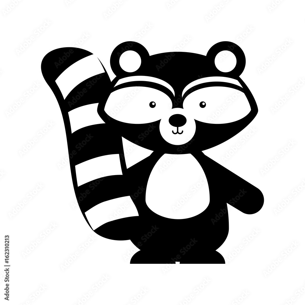 Fototapeta premium Animal raccoon cartoon icon vector illustration design draw 