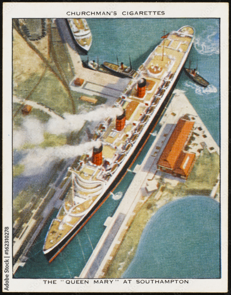 The Queen Mary ship in Southampton. Date 1936 Stock Photo Adobe Stock