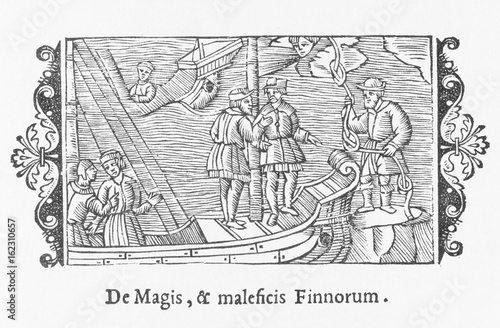 Witches sell winds to sailors 1555.. Date: 1555