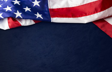 USA or american flag on blue background with clipping path
