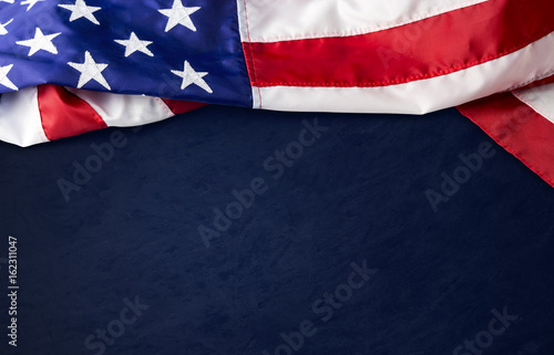 USA or american flag on blue background with clipping path