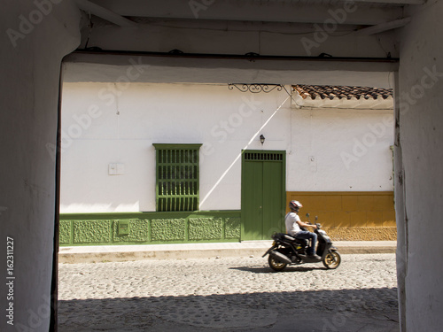Old motorcycle in old town