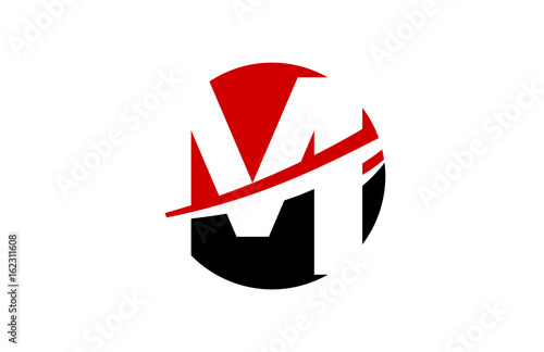 M Red Circle Swoosh Letter Logo