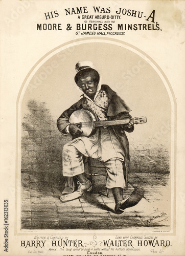 Black and White Minstrel singing a popular song. Date: 19th century