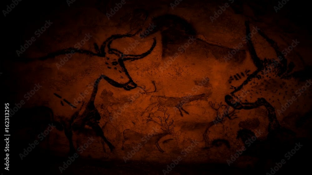 Cave Paintings Of Animals By Firelight