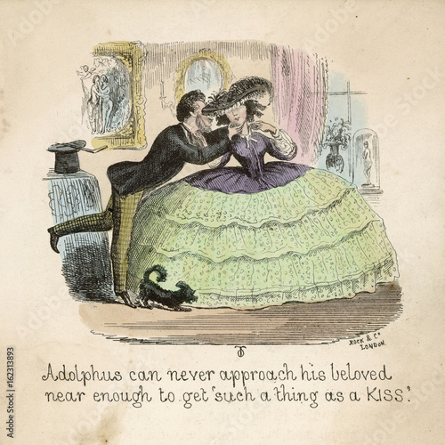 Fototapeta Crinoline Prevents Kiss. Date: 1858