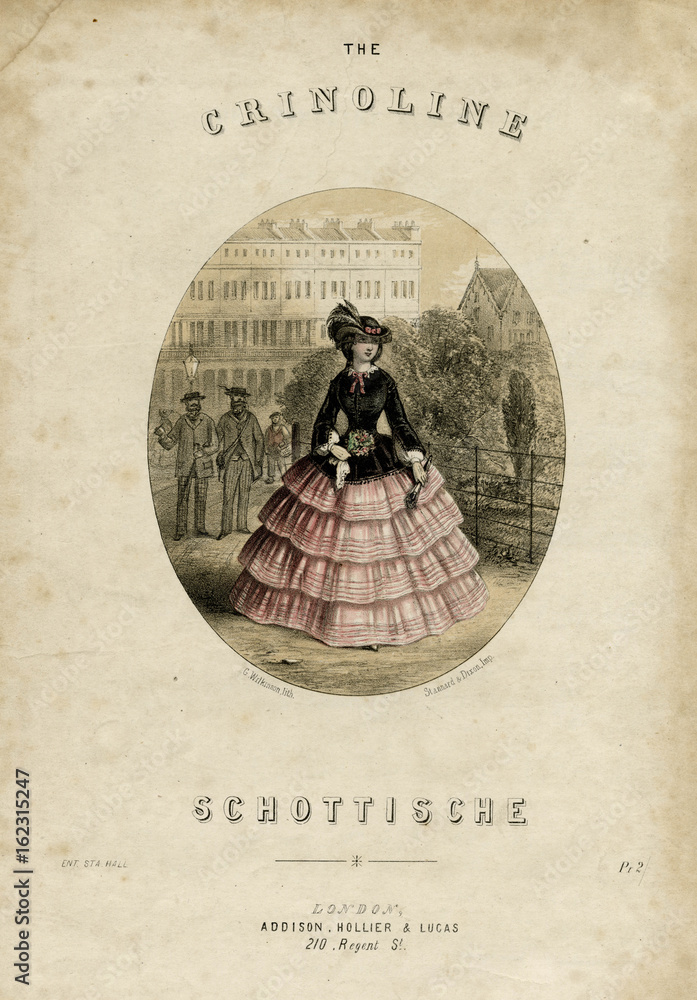 Crinoline Schottische music cover. Date: late 1850s