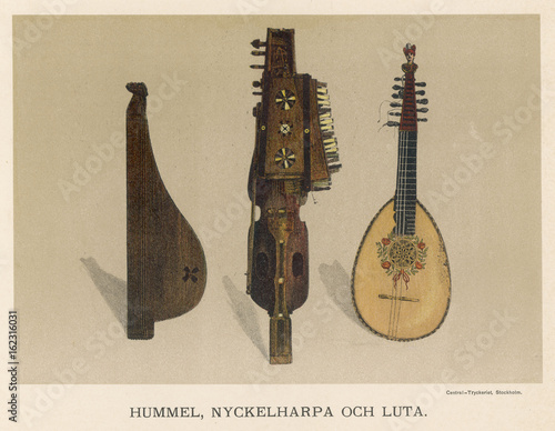 Lute and string instruments. Date: 17th century photo