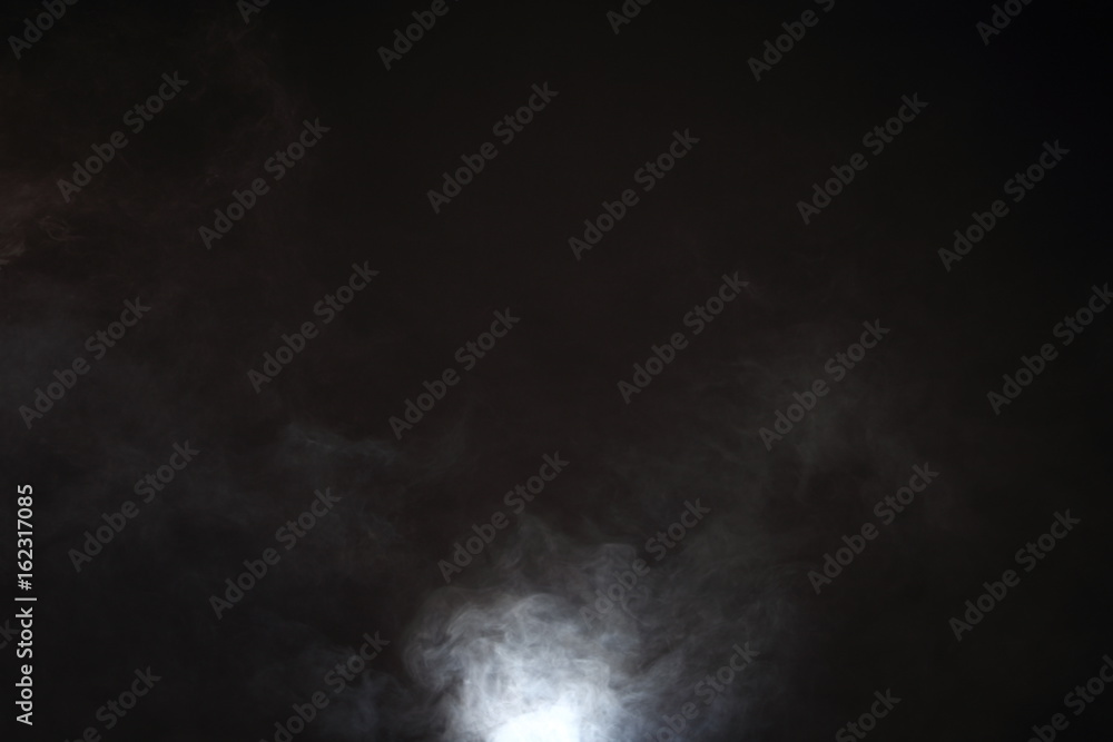 White Smoke and Fog on Black Background, Abstract Smoke Clouds White Smoke and Fog on Black Background, Abstract Smoke Clouds