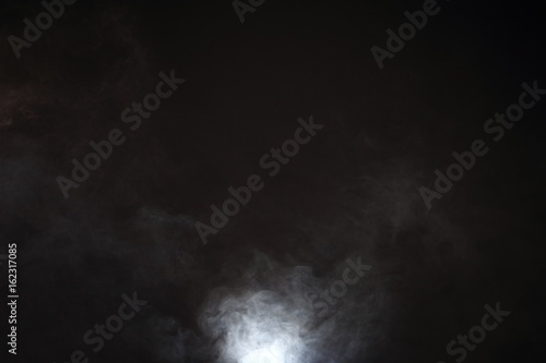 White Smoke and Fog on Black Background, Abstract Smoke Clouds