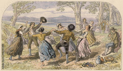 English Dance - in Woods. Date: circa 1850