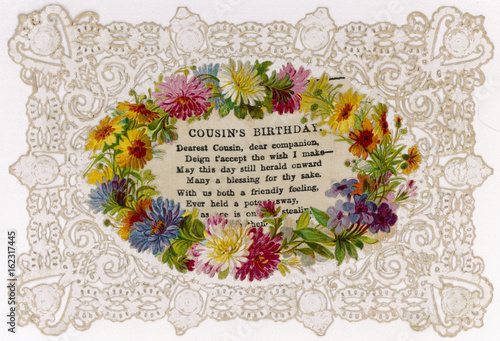 Fotografie Birthday Card  Cousin's. Date: mid 19th century