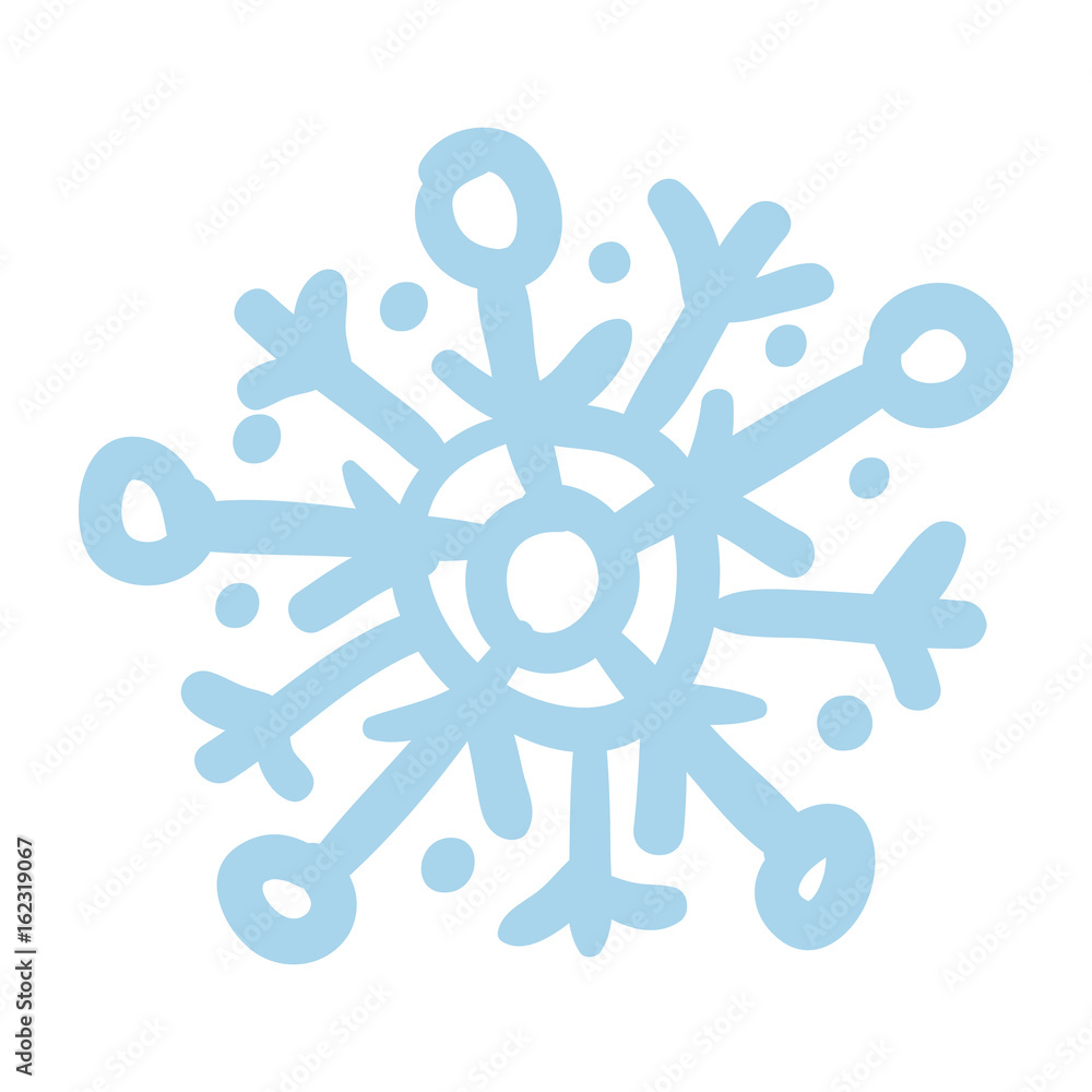 Blue snowflake hand drawn icon isolated on white background vector illustration. Northern ethnic culture element vector illustration. Blue snowflake hand drawn icon isolated on white background vector illustration. Northern ethnic culture element vector illustration.