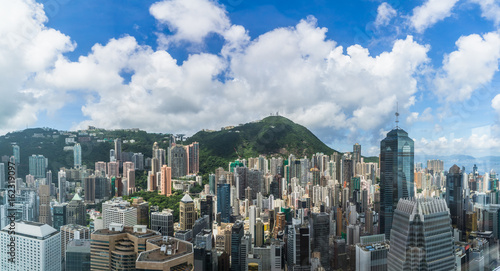 aerial view of Hong Kong apartment block in China.