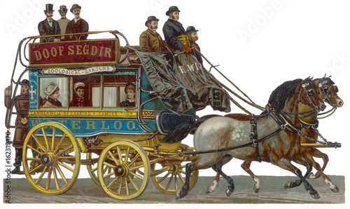 Canvas Print Horse Bus Scrap. Date: late 19th century